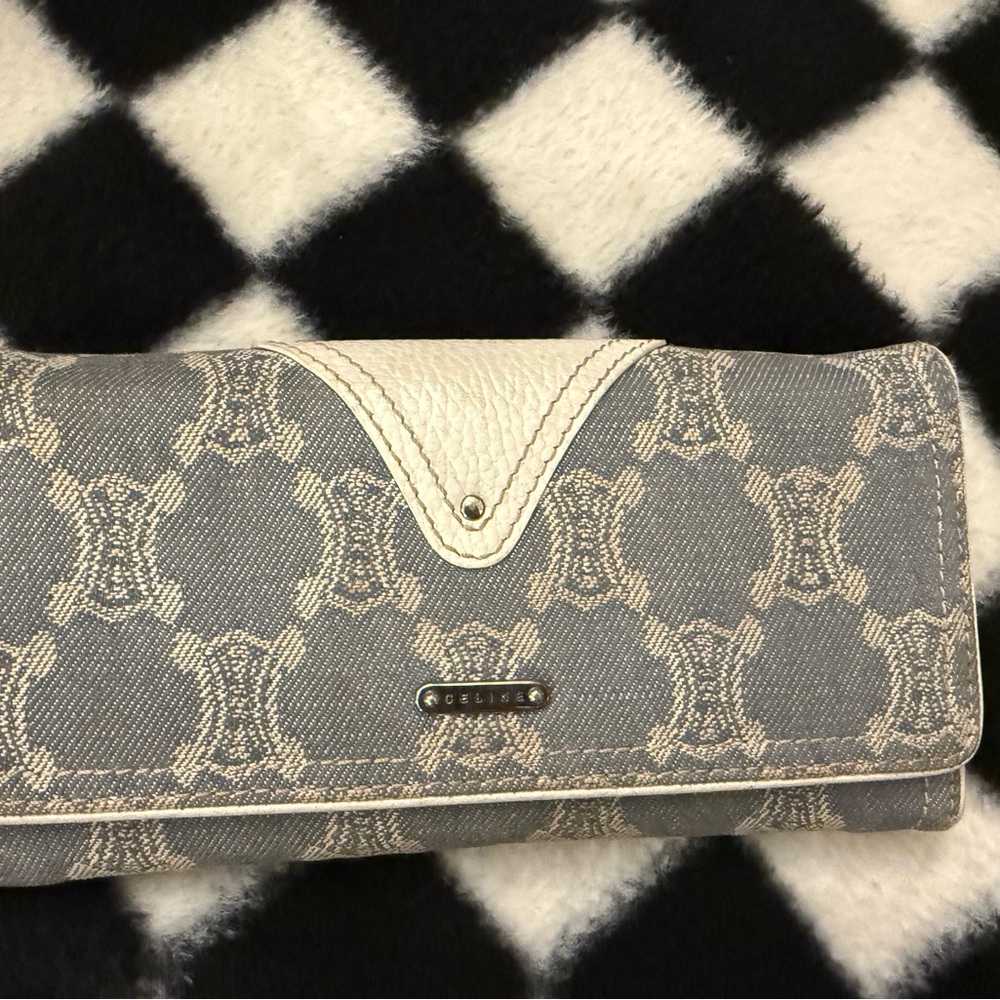 Celine Monogram Gray and Cream Wallet